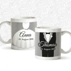 Couple de tasses personnalis�es pour le mariage - classique