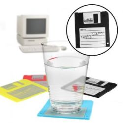 Set de 4 dessous de verre - disquettes 