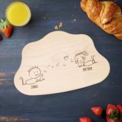 Planche � d�couper nuage avec gravure d'amour - 7e ciel