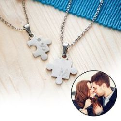 Set de pendentifs puzzle pour couples � avec gravure 