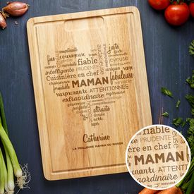 Planche � d�couper avec gravure pour maman - C�ur de mots