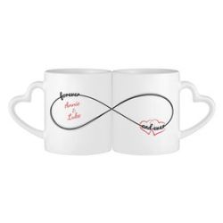 Set de tasses personnalis�es avec anse c�ur - Symbole infini