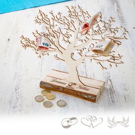 Baum mit Sockel graviert - zur Hochzeit klein