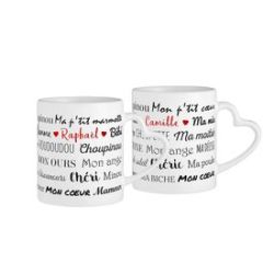 Set de tasses personnalis�es avec anse c�ur - Surnoms