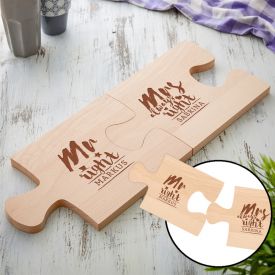 Personalisiertes Puzzle Brettchen Set - Mr and Mrs Right