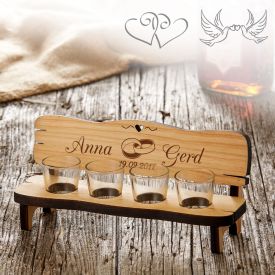 Personalisierte Vierer Schnapsbank - Hochzeit