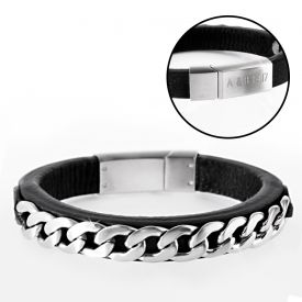 Lederarmband mit Gravur - Panzerkette