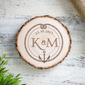 Baumscheibe mit Gravur - Anker und Knoten