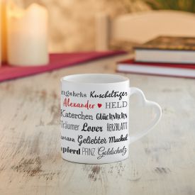 Personalisierte Herz Henkeltasse - Kosenamen Mann