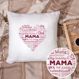 Personalisiertes Kissen fr Mama - Herz aus Worten
