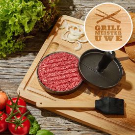 Burgerpresse mit Schneidebrett Grillset - Grillmeister