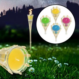 Gartenfackel mit Duftkerze im Glas