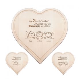 Graviertes Holzherz - Warum Muttersein so toll ist
