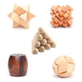 Holz Knobelspiele IQ-Genie 5er Set