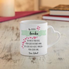Tasse avec anse cur personnalise - Pome damour
