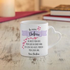 Personalisierte Herz Henkeltasse - Liebesgedicht Ehefrau
