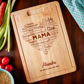 Schneidebrett mit Gravur fr Mama - Herz aus Worten