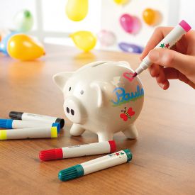 Sparschwein zum Bemalen mit Keramik Stiften