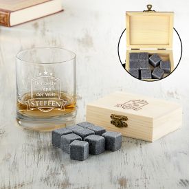 Whisky Set Bester Papa - Whisky Steine und Glas
