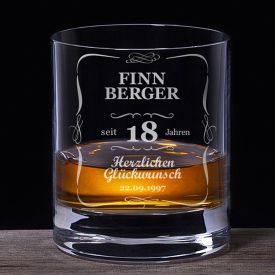 Whiskyglas 18. Geburtstag - klassisch