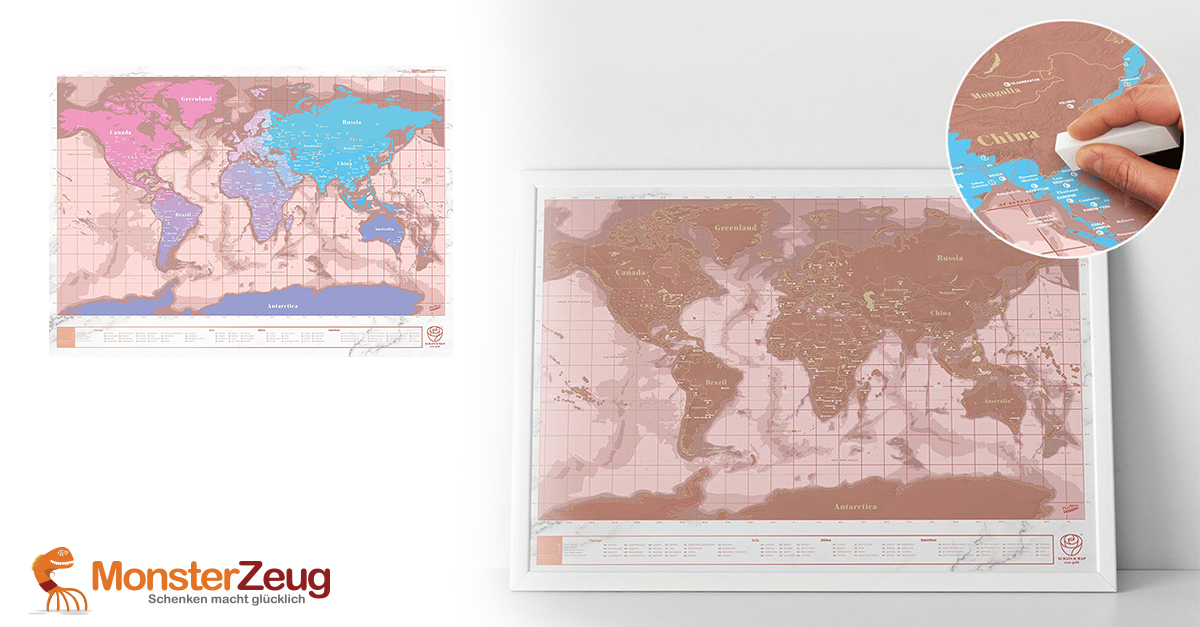 Scratch Map Rosegold Edition mit stylischer Marmorierung