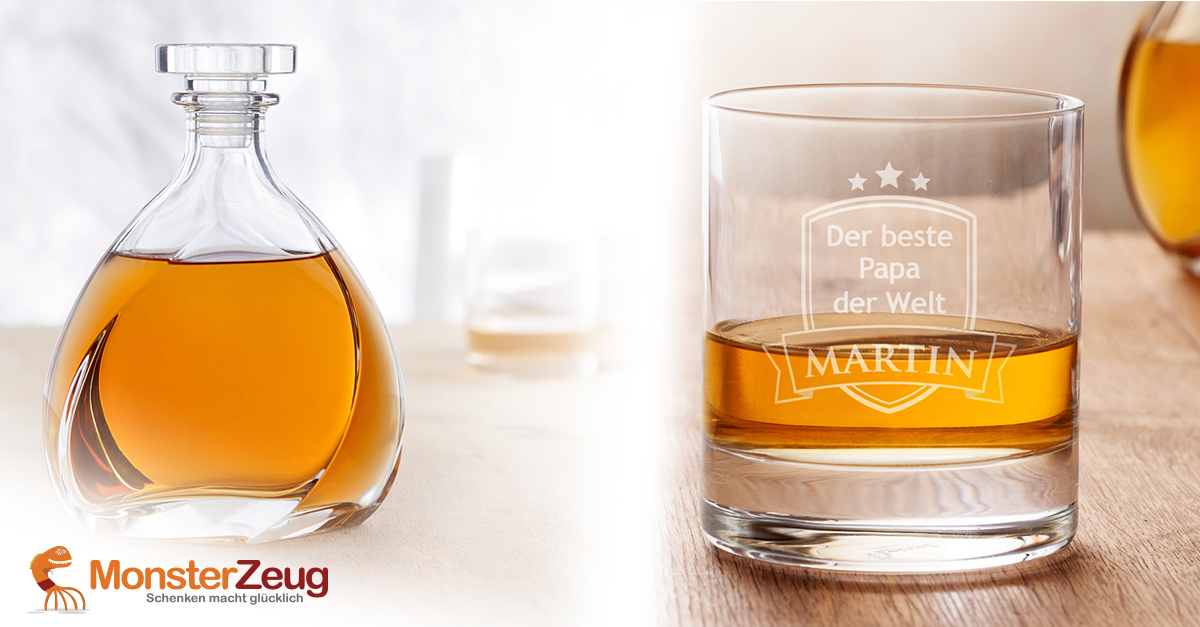 Whisky Set mit Lismore Karaffe und Gravur Glas Bester Papa